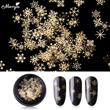 Monja 4 мм дизайн ногтей металлические рождественские золотые блестящие хлопья смешанные снежинки DIY 3D блестки наклейки маникюрные украшения
