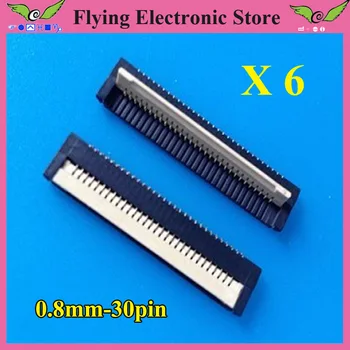 

6pcs/lot FPC FFC flat cable connector socket 30pin 0.8mm Pitch for Laptop keyboard interface