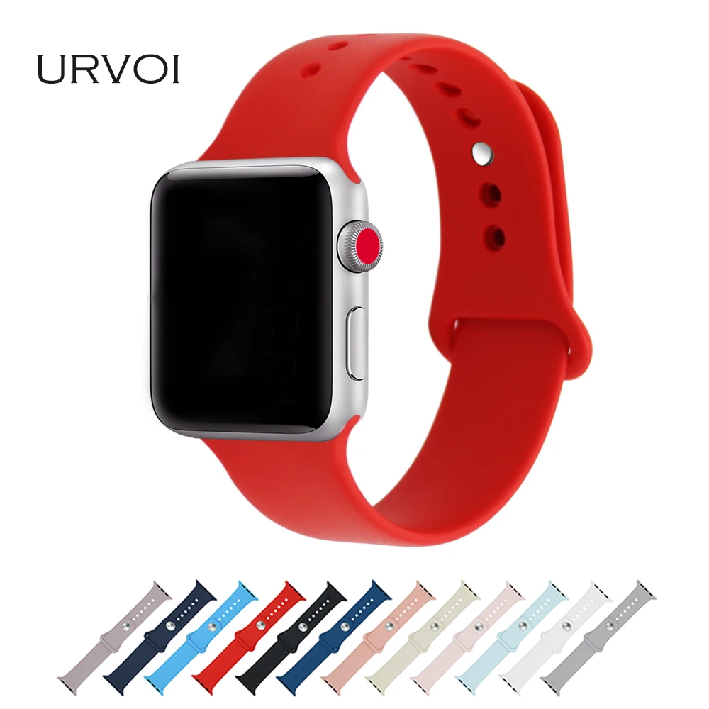 Силиконовый ремешок URVOI для apple watch 5, 4, 3, 2, 1, ремешок для iWatch, спортивный ремешок, застежка, официальные цвета 40 мм, 44 мм