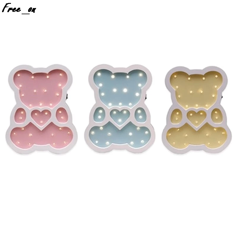 

Wooden Bear-Pattern LED Night Light Cartoon Bedside Wall Lamp Decorative Lighting For Home Nursery Children Bedroom