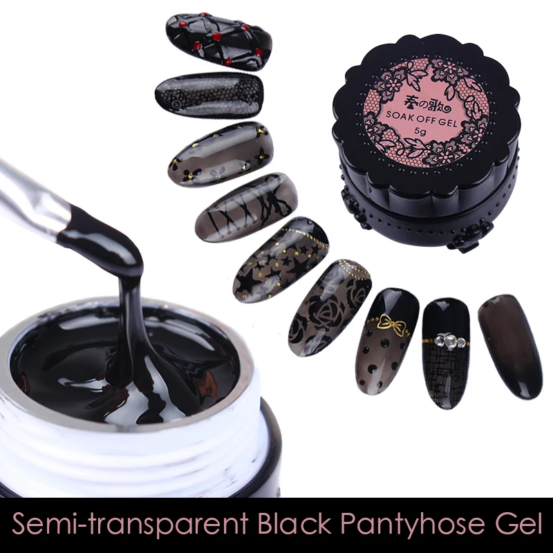 Harunouta 5g картина личная гигиена черные колготки гель Цвет резьба DIY полу-прозрачная; Нейл-арт маникюрный гель для ногтей в коробке