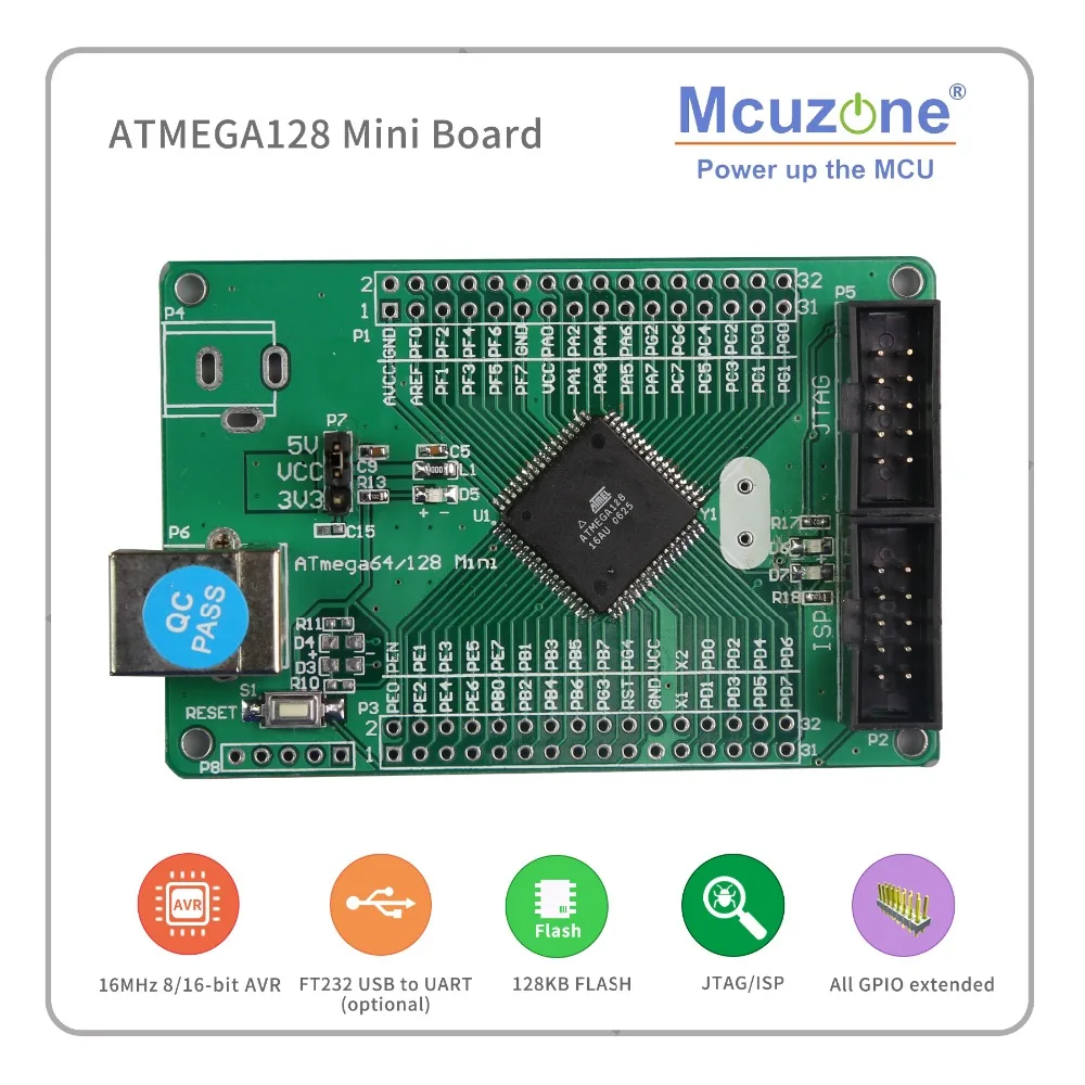 

FREE SHIPPING!ATmega128 MINI CPU BOARD ( ATMEL AVR 16KB FLASH )