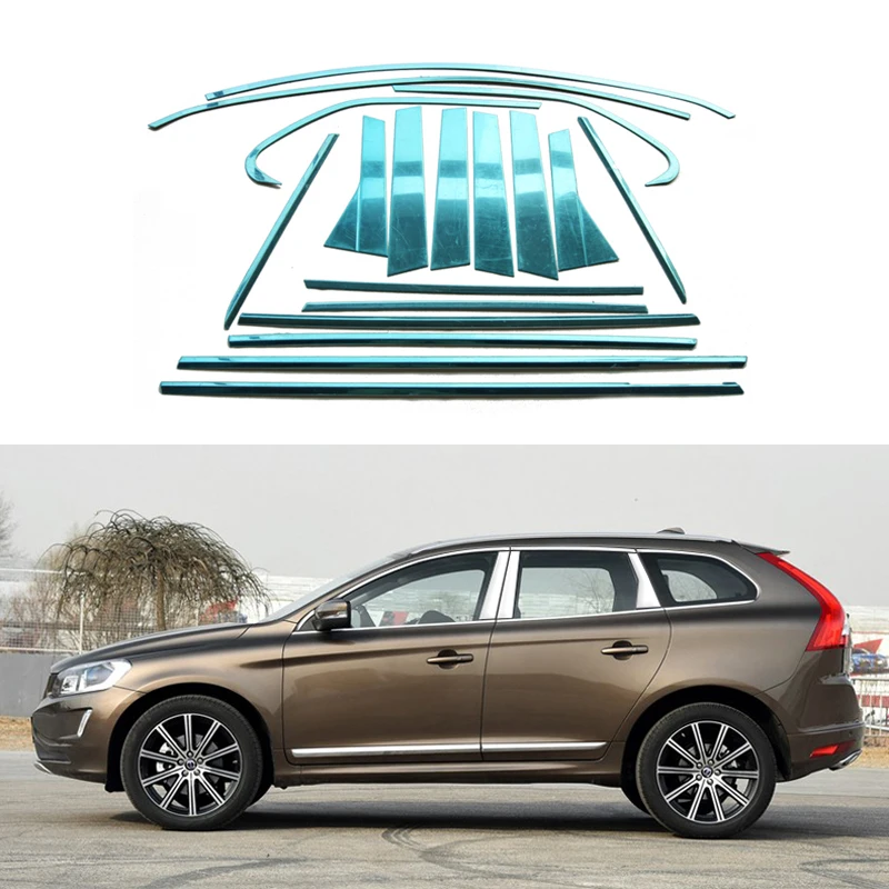 Stainless Steel Car Styling Full Window Trim Decoration Strips For Volvo XC60 2010 2011 2012 2013 2014 2015 Auto Accessories