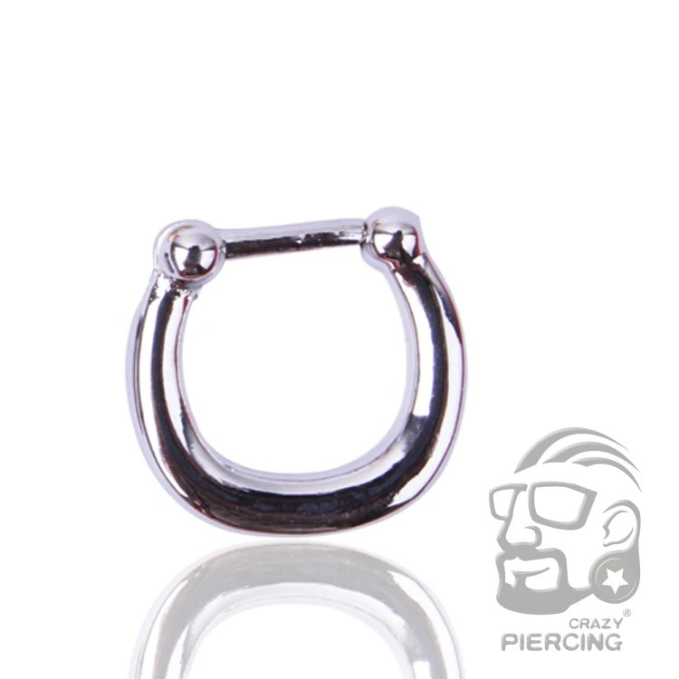 1 шт. позолоченный/посеребренный пирсинг для носовой перегородки подвеска с кольцом клип без необходимости прокола кольцо в нос пирсинг украшения для тела - Окраска металла: Silver