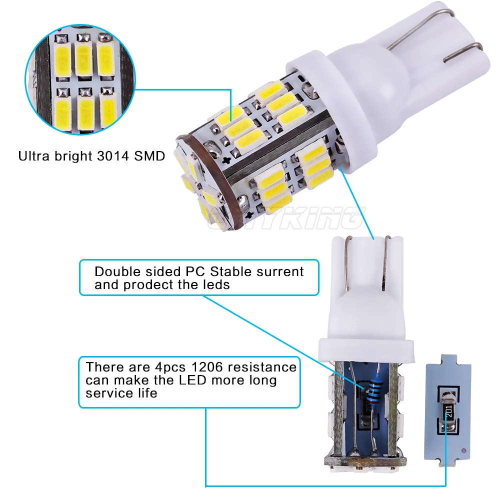 2 шт. Автомобильные светодиодные лампы T10 30smd smd 194 W5W 3014 smd|car light|w5w 2pcssource |