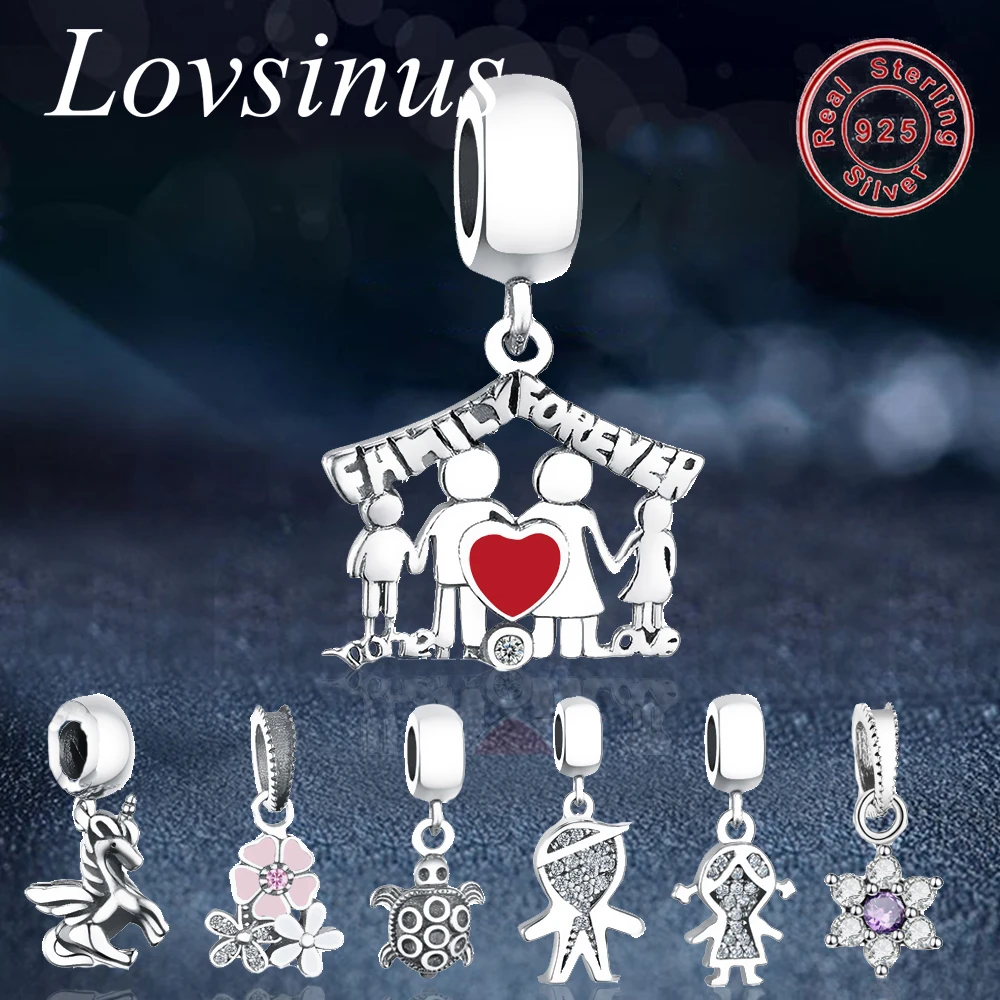 

Fits Original Pandora Charms Bracelet 925 Sterling Silver Family Boy/Girl/Home Animal Beads Bangles For Jewelry Making Berloque