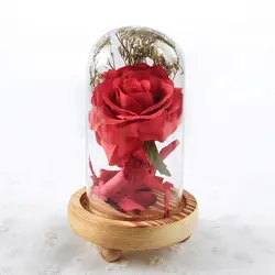 Новый Вечная любовь сохранены Bionic искусственные розы стекло крышка светодио дный свет подарок ко Дню Святого Валентина