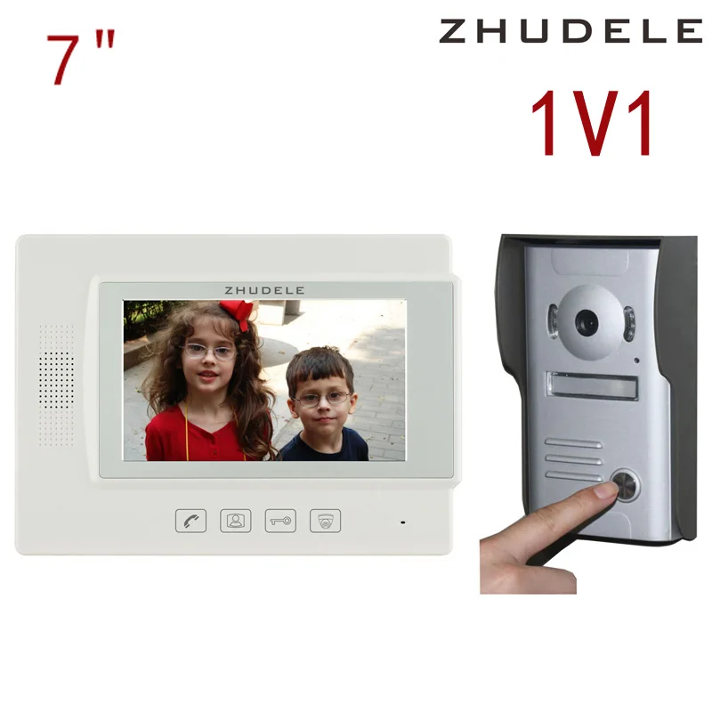 Бесплатная доставка! zhudele 7 дюймов TFT Монитор LCD Цветной Видео-Телефон Двери Дверной Звонок Система Внутренней Связи сенсорная панель 700TV