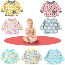 Детские Мультяшные нагрудники водонепроницаемый, с длинными рукавами Детский фартук слюны Полотенца младенческой хлопок отрыжка ткань для детей Кормление