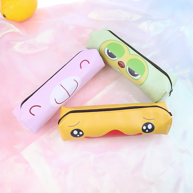 1pc Cartoon Coin Purse High-capacity Zipper Pen Bag Cute Creative Pu Students Like Simple Receive Bag