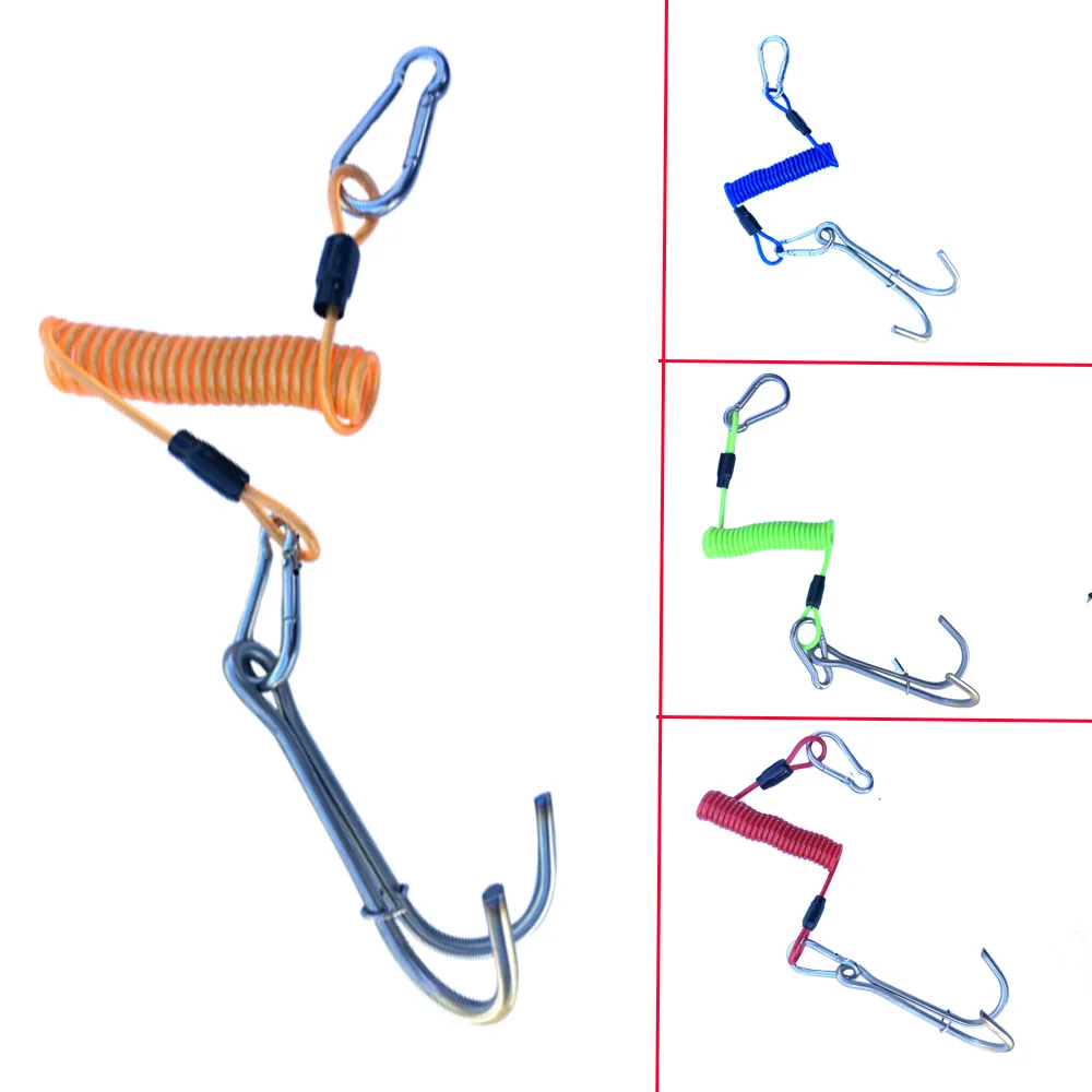 Нержавеющая сталь Дайвинг двойной риф Дрифт крюк 1,8 м спиральная катушка шнур SS ток крюк