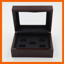 Promotion Clear Top Wooden Boxes 5 Holes Rings Position Championship Ring 5 Holes Rings Boxes