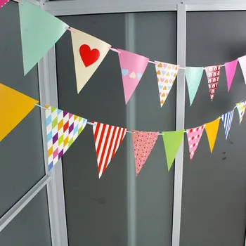 

Wholesale 20sets/lot hanging parper Flag for Baby Children's Birthday Decoration Flags Wedding supplies Flags Home Decor 2.83M