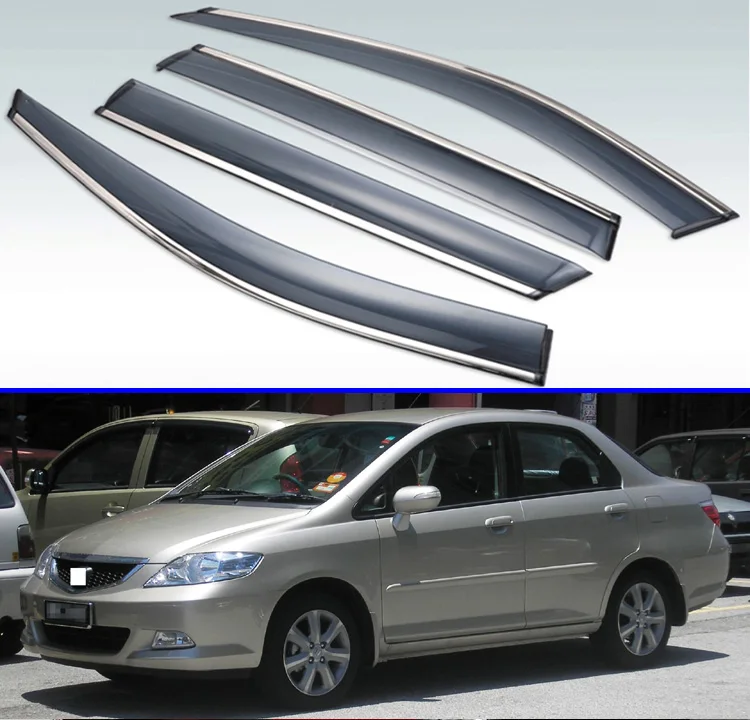 Для Honda CITY Fourth generation (GD8/GD9) 2003 2008 Sedan Fit пластиковый внешний козырек Vent Shades Window Sun Rain