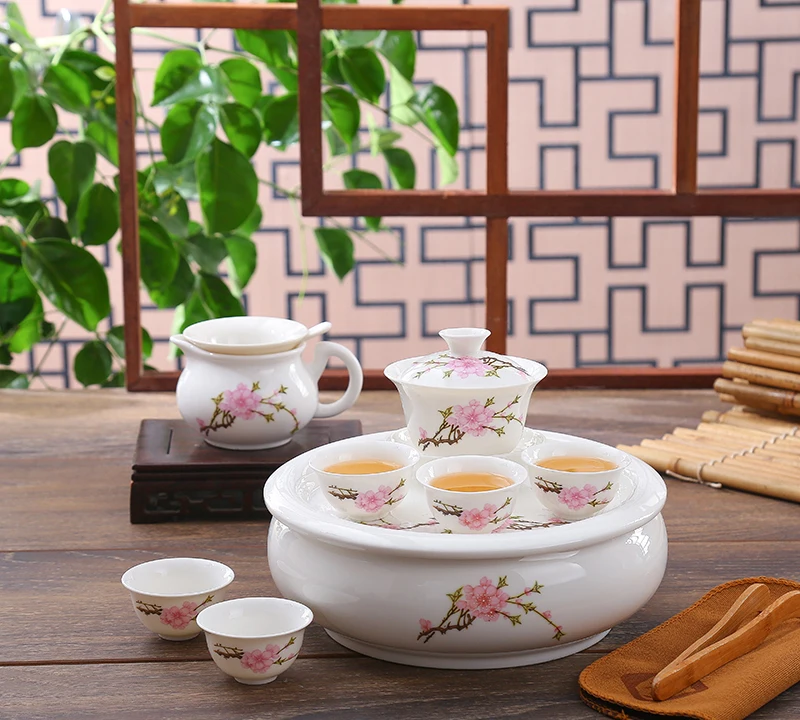 8 шт набор, костяного фарфора кунг-фу чайный горшок и Набор чашек, керамический чайный набор, японский чай гонфу набор, Китайский Свадебный чайный набор