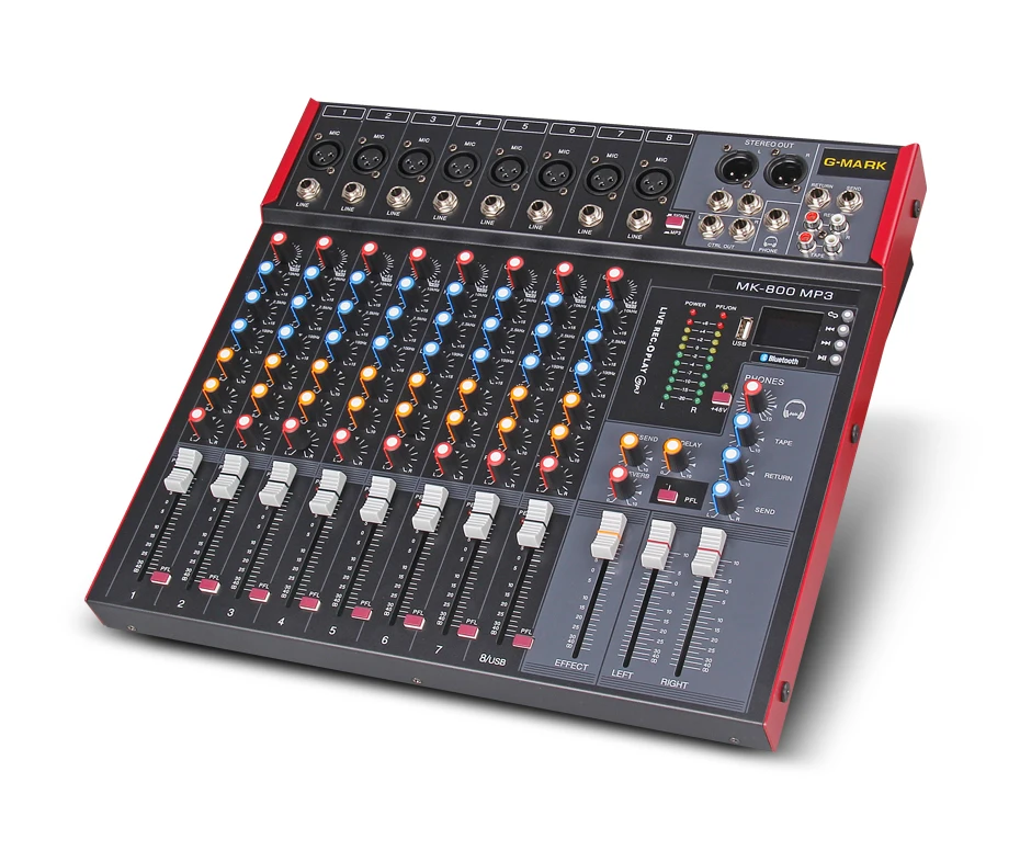 G-MARK MK800 Mixer Profesional Audio Muzik Studio Konsol Pentas Mikrofon Pencampuran DJ Party Church 48V Phantom Power G-MARK MK800 Mixer Profesional Audio Muzik Studio Konsol Pentas Mikrofon Pencampuran DJ Party Church 48V Phantom Power