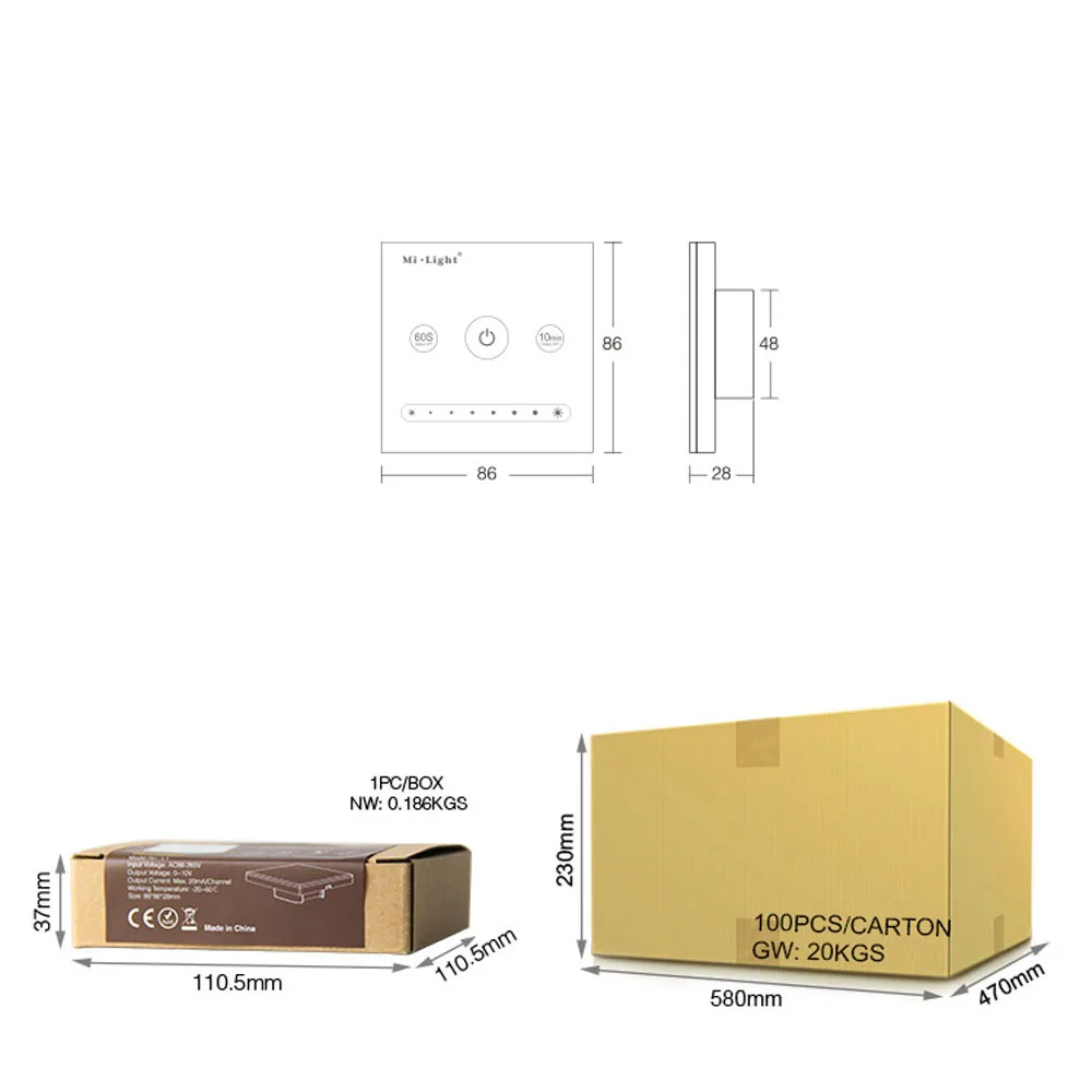 Milight L1 1 канальный 0 ~ 10 в панель диммер канал независимое управление AC100 240V
