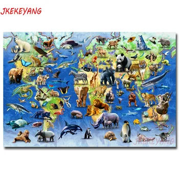 

5D Diy Diamond embroidery"Animal world map"Cross Stitch full square diamond painting,puzzle,home decor Y3192