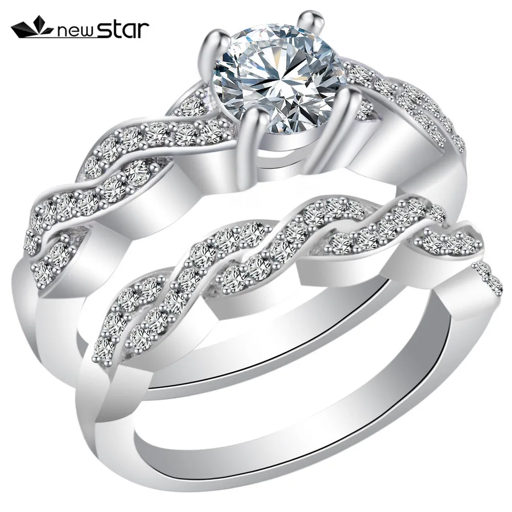 

Classic Bride CZ Ring Fashion Jewelry Ring Set Engagement Finger Ring Red Crystal Inlay Ring