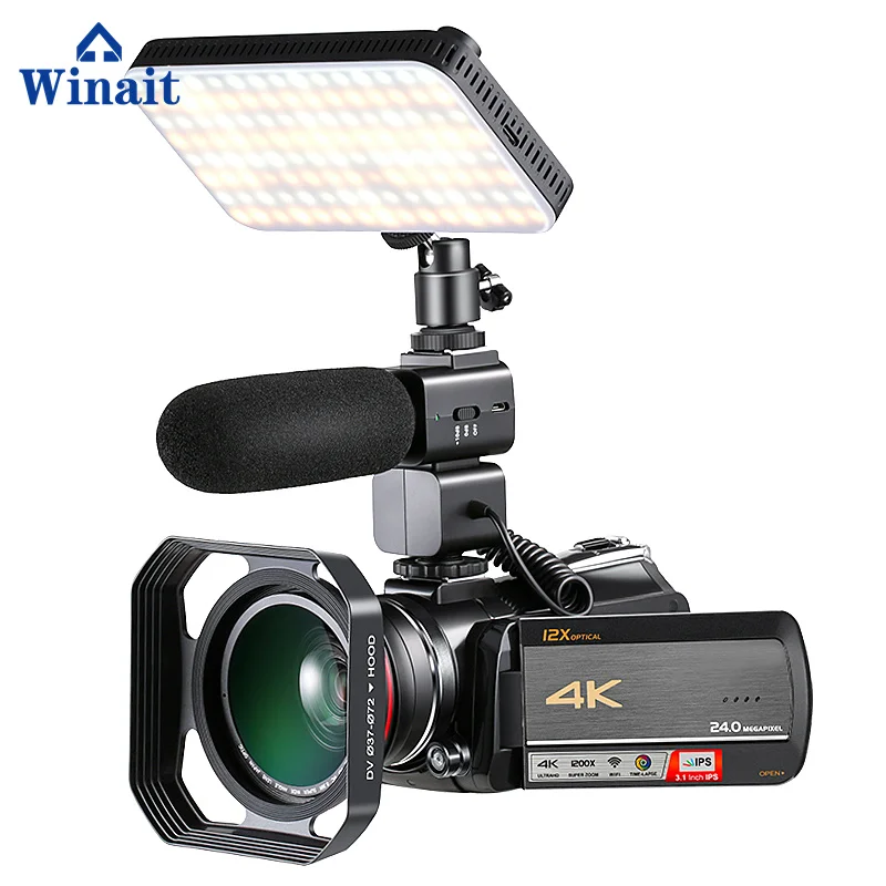 Winait WIFI цифровая видеокамера UHD(4K):3840*2160(DAR 24fps) с 3 0 дюймовым TFT дисплеем и 12x