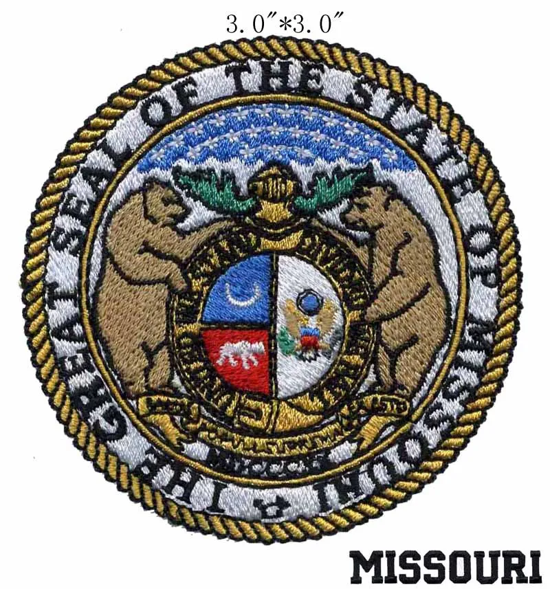 Missouri State Seal embroidery 3" wide shipping /strength and bravery