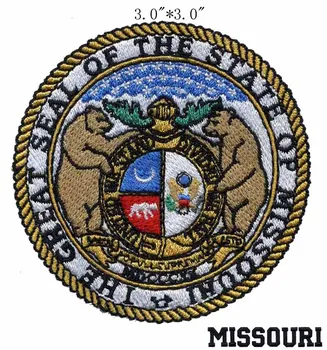 

Missouri State Seal embroidery 3" wide shipping /strength and bravery/ belt buckle /Two mighty grizzly