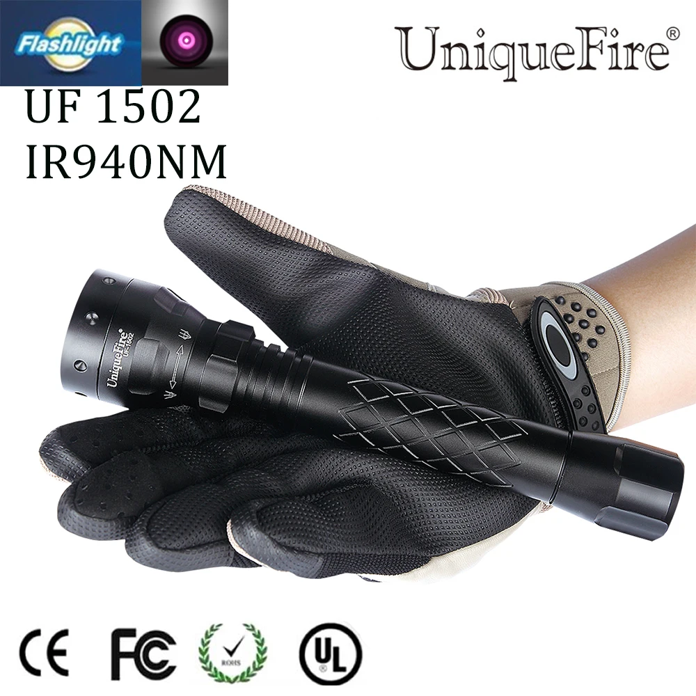 Uniquefire 3 режима Масштабируемые ночного видения UF-1502 IR 940NM светодиодный фонарик водонепроницаемый для кемпинга