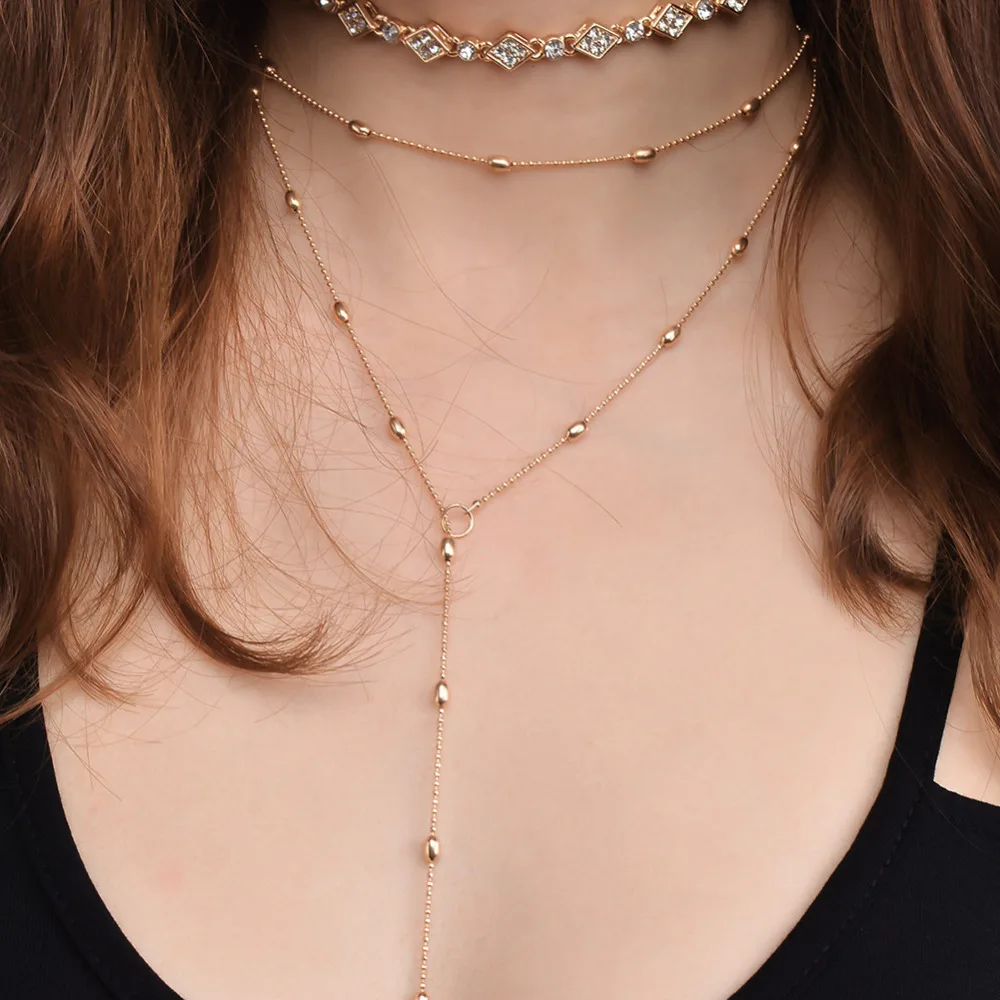 

Fashion Sexy Multi-layer Pendants Necklaces for Women Gold Color FATPIG 2017 Long Charming Pendant Choker Necklace Party Jewelry