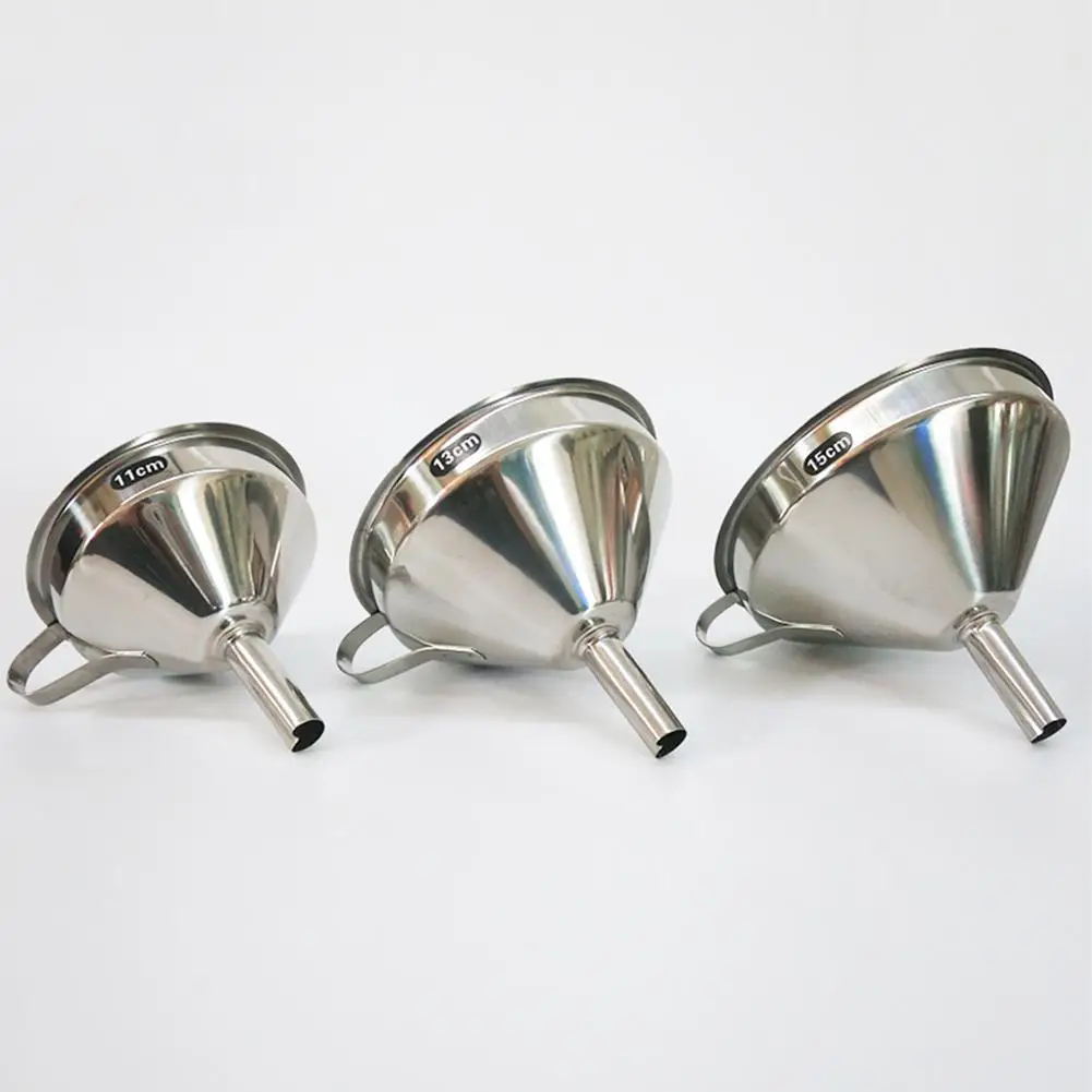 

11/13/15cm Stainless Steel Cone Funnel Pour Oil Liquid Hopper Kitchen Home Tool