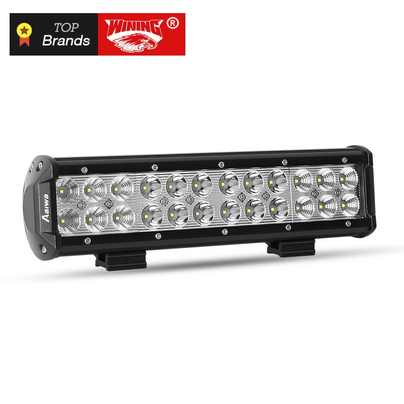 

WINING 12 inch Two Row 72W Led Light Bar with Bull Bar Front License Plate Brackect For Offroad Trucks Boat SUV 4WD CAR 12v 24v