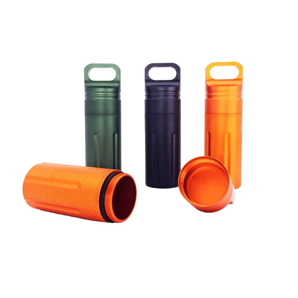 Aluminium Alloy Waterproof Capsule Seal Bottle Outdoor EDC Survival Pill Box Container First Aid Emergency Pills Tank Case Aluminium Alloy Waterproof Capsule Seal Bottle Outdoor EDC Survival Pill Box Container First Aid Emergency Pills Tank Case