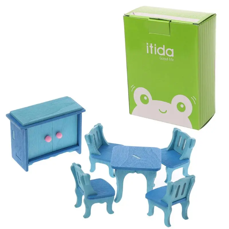 Серый Деревянный ребенок мебель миниатюрный кукольный домик ванна кровать гостиная детская игрушка, подарок - Цвет: Серый