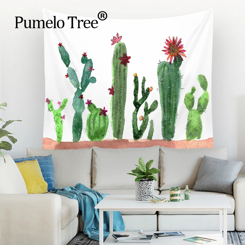 

Cactus Tapestry Pink Yellow Polyester Printed Wall Tapestry Pineapple Decoration Customized nordic Tapestry Wall Hanging