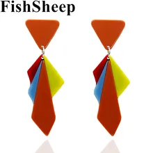 FishSheep, богемные, полимерные, акриловые, геометрические, длинные висячие серьги для женщин, этнические, цветные, треугольные свисающие серьги, вечерние ювелирные изделия