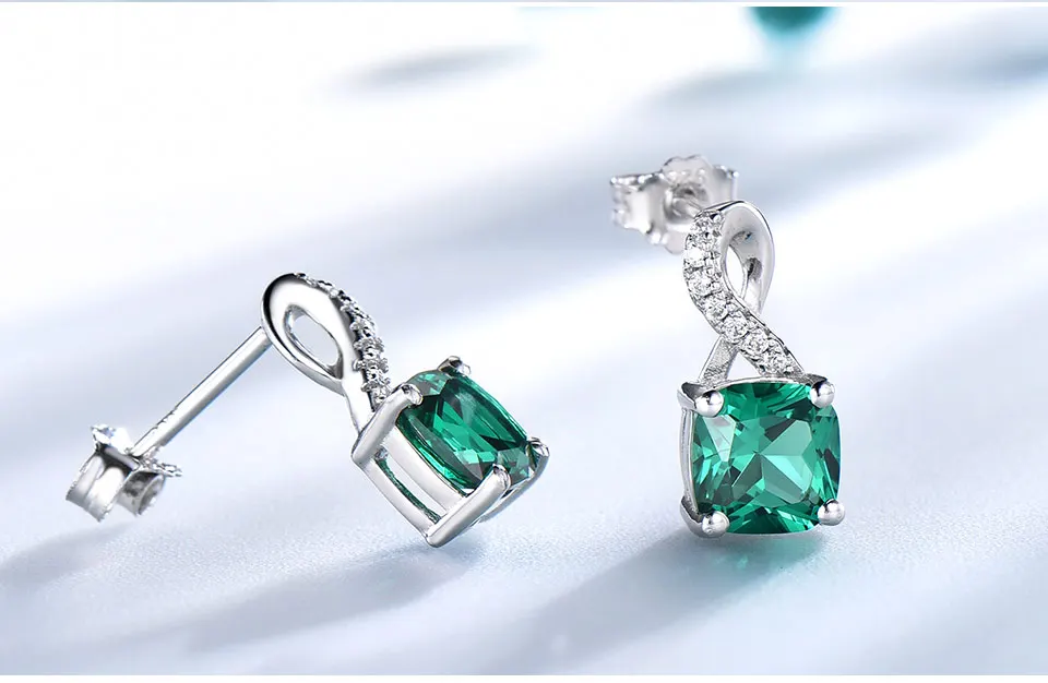 UMCHO Created Nano Emerald 925 sterling silver clip earrings for women EUJ091E-15