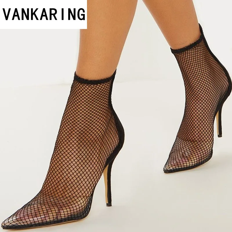 

hot American European pop sexy pumps high heels pointed toe cut-outs mesh air pumps party dress shoes summer sandals ankle boots