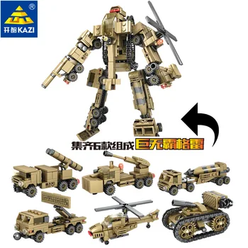 

Future military 6in1 Transformation robot building block ww2 army batisbricks assemble bricks mini tank helicopter toys for boys