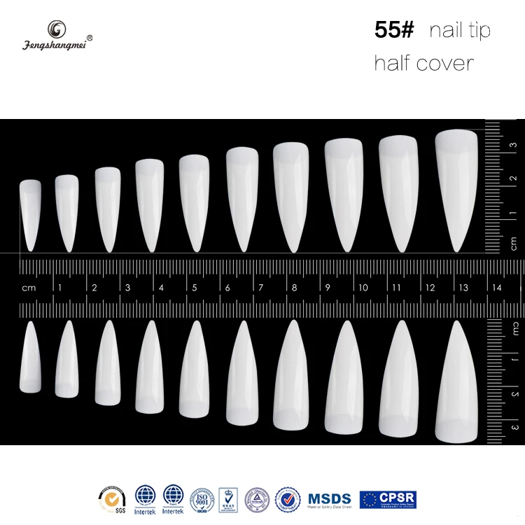 Fengshangmei 100 шт длинные острые накладные ногти полупокрытие прозрачные накладные ногти-стилеты ногти