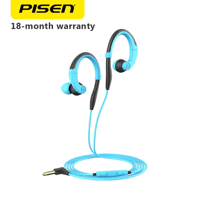 

PISEN R100 Earhook Sports Earphones, Sweatproof In-ear Earbuds with In-line Mic and volume, 3.5mm Plug Running Jogging For Phone