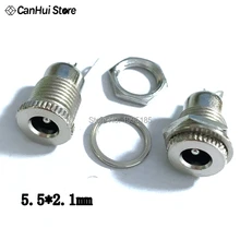 5 шт./лот DC099 5,5 мм x 2,1 мм разъем питания постоянного тока гнездовая панель монтажный разъем металлический DC-099 открытое отверстие 11 мм 5521 5,5*2,1 мм