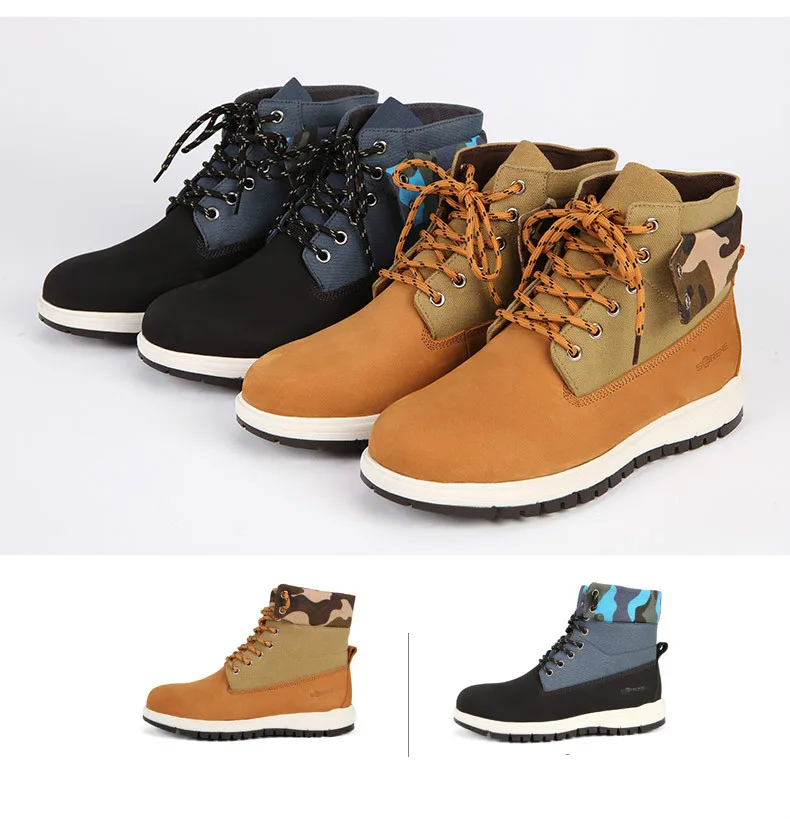 

Camouflage Flip Denim Boots Personality High Tube Martin Boots Outdoor Round Head Desert Boots Tide Shoes Men Military Boots