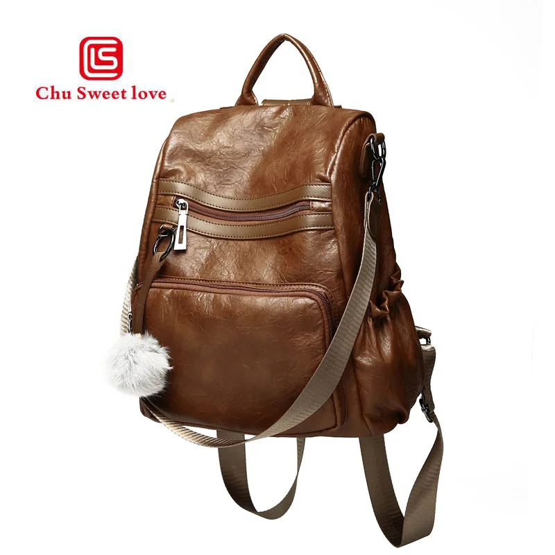 

New PU soft-skinned girls backpack retro style bags trendy travel shoulder bag Europe and the United States fashion backpack