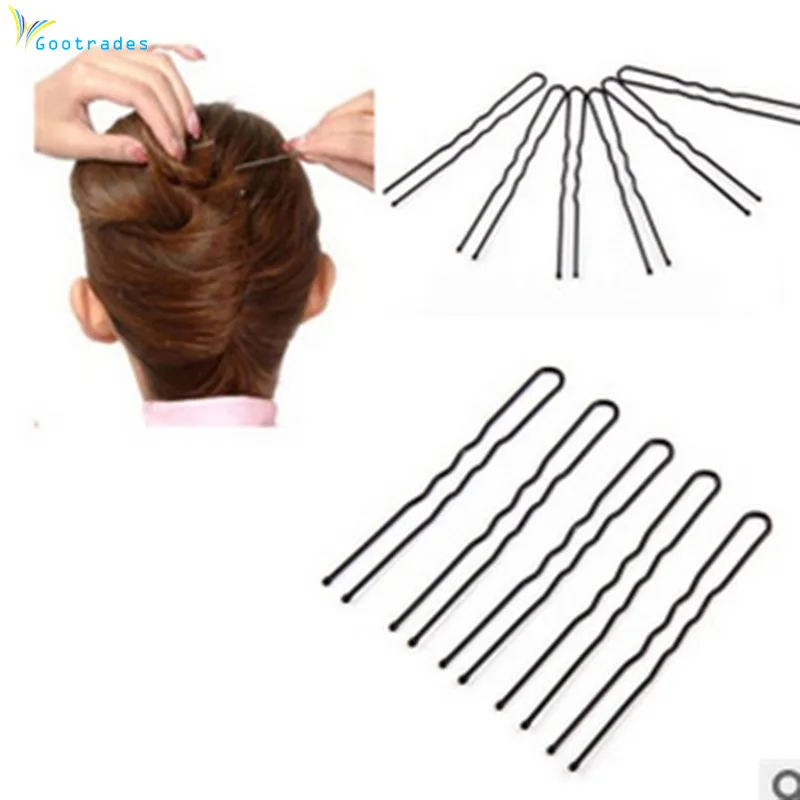 

gootrades( 50pcs Hair Waved U-shaped Bobby Pin Barrette Salon Grip Clip Hairpins Black 6CM