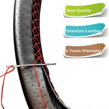 DIY чехол на руль из натуральной кожи Uiversal 38 см, чехол на руль для внедорожника, оплетка на руль, автомобильные аксессуары