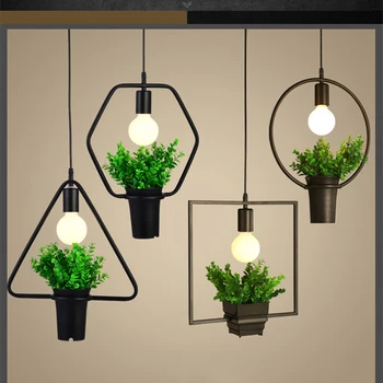 

Nordic creative wrought iron plastic pot LED E27 personality art chandelier for living room study restaurant book store cafe bar