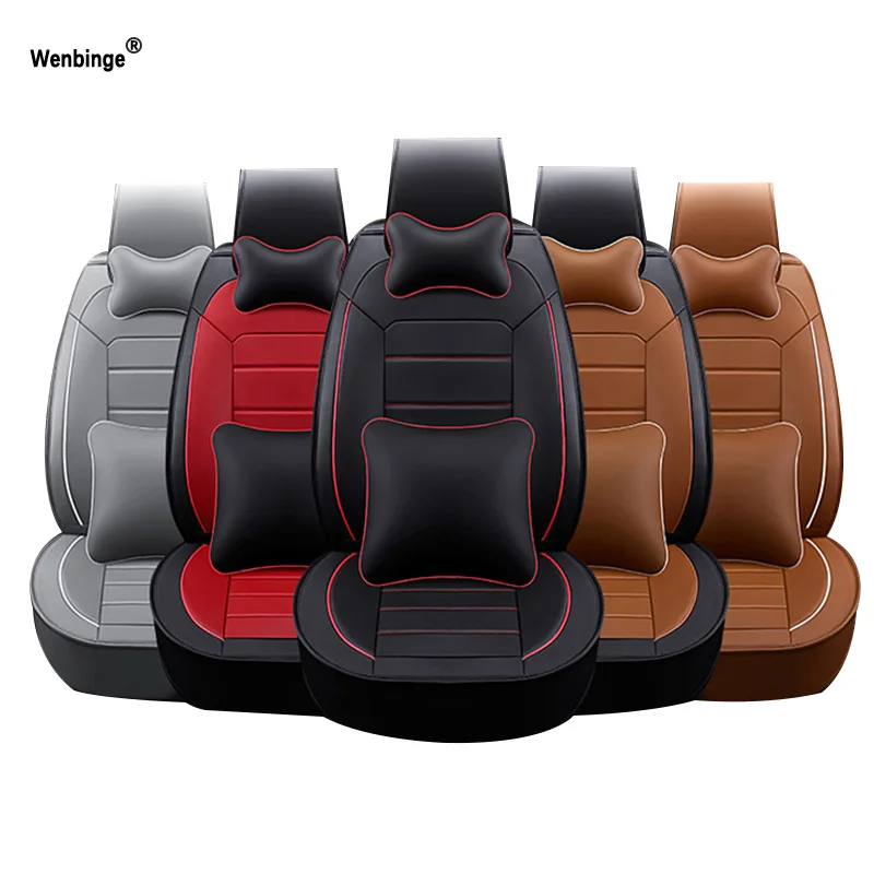 Кожаные чехлы на сиденья Wenbinge для Toyota corolla chr auris wish aygo prius avensis camry 40 50 2018
