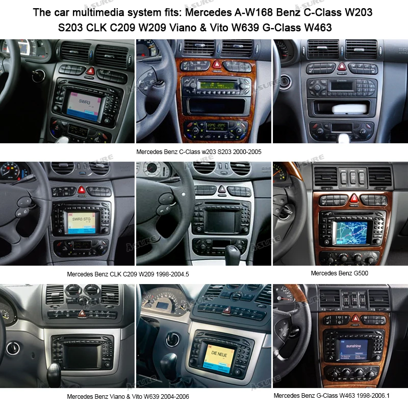 Discount A-Sure 2 Din Android 9.0 Radio GPS DVD Player Navigation For Mercedes Benz C-class W203 CLK G500 Viano Vito Class G-Class W463 11