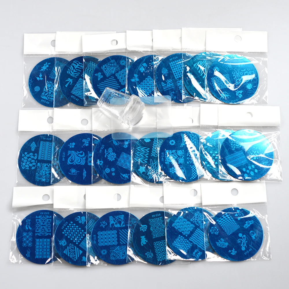 Круглые шаблоны для дизайна ногтей 20 шт. геометрические кружевные листовые