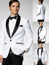 White Black Wedding Suits 3 Pcs Groom Tuxedos Formal Groomsman Lapel Custom Made custom made men suits fashion groom suits tuxedos black lapel single breasted men wedding suits tuxedos groomsman suits jacket