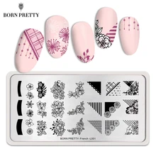 נולד די צרפתית סגנונות Stamping תמונה מלבן ציור תבנית בול נייל ארט קישוט עיצוב(China)